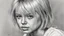 Placeholder: Black and white pencil sketch of 1990s blonde short hairstyle, tears, crying, 9th floor, photorealism, 3d, 64k, high resolution, hyperrealism, f/16, 1/300s.