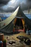 Placeholder: crocodile rocket living in a tent in the arctic, prize winning oil painting