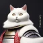 Placeholder: beautiful smooth realistic Japanese samurai robot cat body, run on dark cosmos background, cat еye, extremely sharp detail, finely tuned detail, ultra high definition, 8 k, unreal engine 5, ultra sharp focus, accurate sword wings, positive smile, lot of details, fit within portrait, Ambiance dramatique