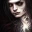 Placeholder: perfect long-haired Vampire, perfect eyes, full tattoos of roses art and trees extending past face and morphing into galaxy, 8k resolution, high-quality, fine-detail, intricate, digital art, volumetric lighting ,highly detailed, masterpiece, delicate detailed, sharp focus, insanely detailed, fantasy art, intricate detailed, elegant, fog, Special Lighting, Vibrant, color Scheme, forest, unreal engine 5, trending on artstation ,phighly detailed fantasy rose tones portrait.