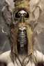 Placeholder: Realistic anime black metal corpsepaint Slipknot mask god with golden crown full body