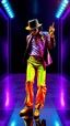 Placeholder: WPAP Pop art style Accurate Michael Jackson on dancing outside emboss 3d shiny cubis mirrors glass minimalist Neo Surrealisme Unique surrealistic artwork brutal multicolor neon colors,find details,UHD neons,black background