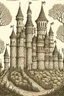 Placeholder: Illustrate a haunted castle straight out of a fairy tale, with twisted towers, ghostly figures, and a winding path leading up to its eerie gates.