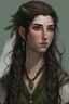 Placeholder: portrait of a female elf druid braid rough dark hair