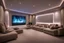 Placeholder: a dedicated home cinema room with LED ambient lighting in the walls