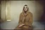 Placeholder: Sharon tate, without a face, , hippie girl, gold fur, in a liminal empty room, old autochrome