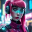 Placeholder: a pretty cyberpunk girl, android, bright hair, futuristic