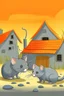 Placeholder: make grey mouse and cat color orange both in the middle of village