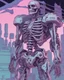 Placeholder: Snes, Sega Genesis, JRPG, Anime style cyborg skeleton protagonist, 90's cyberpunk video game, cel shading, convoluted, hyper detailed, pastel tones,