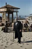 Placeholder: [hammer horror] Uncle Fester Addams on the beach in California [Versace]