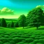 Placeholder: A green plain filled with trees painted by Frank Wilson