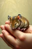 Placeholder: Van Gogh painting style of a mouse peacefully sleeping in to hand , The mouse’s fur harmonizes with the scene, that blend with the warmth of the hands , contrasting with natural hands skin