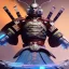 Placeholder: A portrait of a crystalised robot samurai with yakuza tatu, atmospheric, realistic, unreal engine cosmic galactic, cinematic lighting, octane render, cosmic ambiance, masterpiece, art by Yoji Shinkawa, composing fit inside, masterpiece