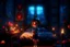 Placeholder: Cute chibi girl in a bedroom at night, flowers in candlelight, heart and love, ethereal, cinematic postprocessing, bokeh, dof Weight:1 detailed matte painting, deep color, fantastical, intricate detail, splash screen, complementary colors, fantasy concept art, 8k resolution trending on Artstation Unreal Engine 5 Weight:0.9