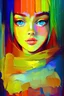 Placeholder: Beautiful girl!! Neo-impressionism expressionist style oil painting :: smooth post-impressionist impasto acrylic painting :: thick layers of colorful textured paint.