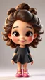 Placeholder: A little cartoon girl in Disney-Pixar animation style. Beautiful exaggerated features, highly expressive and lively face, 3D design with excellent lighting and texture. Curly voluminous hair, a heartwarming smile.standing pose ,in pretty shoes.