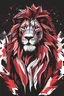 Placeholder: a silhouette design of a lion, t- shirt art, 3D vector art, cute and quirky, bright bold colorful, black background, red and white colours, digital painting, low-poly, bird's-eye view, isometric style, retro aesthetic, focused on the character, 4K resolution, photorealistic rendering, using Cinema 4D, front side