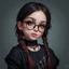 Placeholder: a pretty 18 year old girl, goth aesthetic, glasses, digital art, stylised
