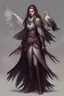 Placeholder: dnd female Aarakocra with long hair warlock