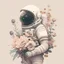 Placeholder: "floral astronaut" hand-drawn digital art, muted tones, flowers everywhere, REALISTIC