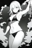 Placeholder: girl in bikini at the thermal baths, greyscale