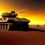 Placeholder: volumetric Wide desert view painted by chris foss of Military hovertank from the future, 4k, 8k, Minutiae, highly detailed, render, rivets, hovering, axles, stripes, sunset stormy,