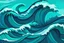 Placeholder: a background of a fun stylized waves, blue teal tones, surf culture