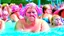 Placeholder: mother pouting at a crowded water park