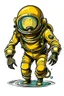 Placeholder: diving helmet cartoon with leg and hand