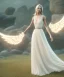 Placeholder: subtle queen, atmospheric, realistic, unreal engine, cinematic lighting, octane render, transparent long dress, blonde, full body, bright wings, smile, long hair