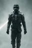 Placeholder: All Black Hayden Christensen soldier, ghost, wearing high tech mask, white smoke, dark, rage, sorrow, high definition, ultra 8 k, volumetric lighting, blue fire, fog