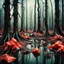 Placeholder: Hyperrealistic photograph, polaroid, irregular swamp, 8k, 3d render, Zdenek Burian, horrific beasts, melting horror, tridimensional figures, intricate patterns, forest, sinister scribbles, colors, shot on Hasselblad, Yves Tanguy, 33mm photography