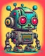 Placeholder: Highly detailed portrait of a small, adorable robot, memphis style art