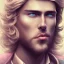 Placeholder: portrait bel homme, visage , prince , grands yeux bleus, cheveux long blond lord fantasy, bleu et rose