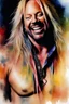 Placeholder: text "MOTLEY CRUE", head and shoulders portrait, Motley Crue Vince Neil - well-shaped, perfect figure, perfect face, laughing, a multicolored, watercolor stained, wall in the background, professional quality digital photograph, 4k, 8k, 32k UHD, Hyper realistic, extremely colorful, vibrant, photorealistic, realistic, sharp, highly detailed, professional quality, beautiful, awesome, majestic, superb, trending on artstation, pleasing, lovely, Cinematic, gorgeous, Real, Life like, Highly detailed,