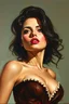 Placeholder: create the face of a woman from head to waist, oil on canvas, in the art style of Frank Frazetta