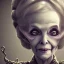 Placeholder: extrem tim burton style of old cruel lady stepmother, sharp focus