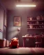 Placeholder: Room scene with color hair monster, Steven Spielberg style, realistic photo, sweet, concept art, smooth, unreal engine 5, god lights, ray tracing, RTX, lumen lighting, ultra detail, volumetric lighting, 3d.