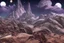Placeholder: Sci fi mountains, planet in the horiozn