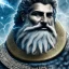 Placeholder: photo realistic, symetrical, centered, ultra detailed, digital art, in center is a portrait of highly detailed greek colossus god zeus surrounded by quantum galaxy codes seeking knowledge, gray hair and beard, detailed face with human skin color, eyes filled with galaxy, dominating colors = gray light blue and dark gold, lightning, smoke,