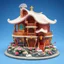 Placeholder: a gorgeous multi-storey house made of precious stones. large playground, expensive, pearls, mother of pearl, gold, jewelry, flowers, pond with swans, bench, lantern, three-storey, blue sky. spiral, fan, micro details, complex patterns, colorful. 3D