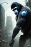 Placeholder: Cybernetic Robot Gorilla, post-apocalyptic in a cyberpunk city, realistic, intriacte detail, sci-fi fantasy style, volumetric lighting, particales,highly detailed,cinamatic, deep