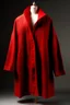 Placeholder: Man's large and red knitted coat opened on front without bottons