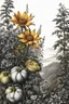 Placeholder: botanical pen and ink illustration, ultra realistic, award-winning: atmospheric: commanding: fantastical: clarity: 16k: ultra quality: striking: brilliance: stunning colors: masterfully crafted in the style of Albrecht Durer and Rogan Brown