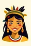 Placeholder: brazil indigenous woman, little smile,Vector minimal style,