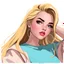Placeholder: a popular girl, blonde, digital art, stylised