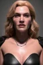 Placeholder: Kate Winslet as evil queen in black leather gown, cleavage, angry, stern look unreal 5, octane render,cinema4d, dynamic lighting, dramatic lighting, 4k, redshift render, highly detailed, hyper realistic