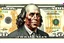 Placeholder: real looking twenty Dollar Bill with a rotting zombie portrait of Franklin on it, grainy photography, macabre