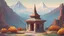Placeholder: Vector. زیارتگاه کوچک. پرچم سبز. Little shrine. Iran. 2D animated. 1900 AD. Digital painting, inside. Minimal. Mountain. .شیخ. مکتب نقشبندی. Iran. ایران. کردستان. Naqshbandi. Monastery. Kurdistan. Stone house school. Students of jurisprudences. Old home school.