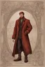 Placeholder: man, medieval, fighter, russian, croocked nose, czar, rich, simple clothes, short messy hair, thick beard, oligarch, leather coat with fur, brocade clothes, pencil drawing,red hair, muscles, background frame, 20 years old, medival leather boots